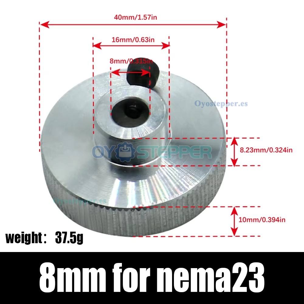 Volante de aluminio &Oslash;5mm/6,35mm/8mm/14mm para motores paso a paso NEMA 17/23/34